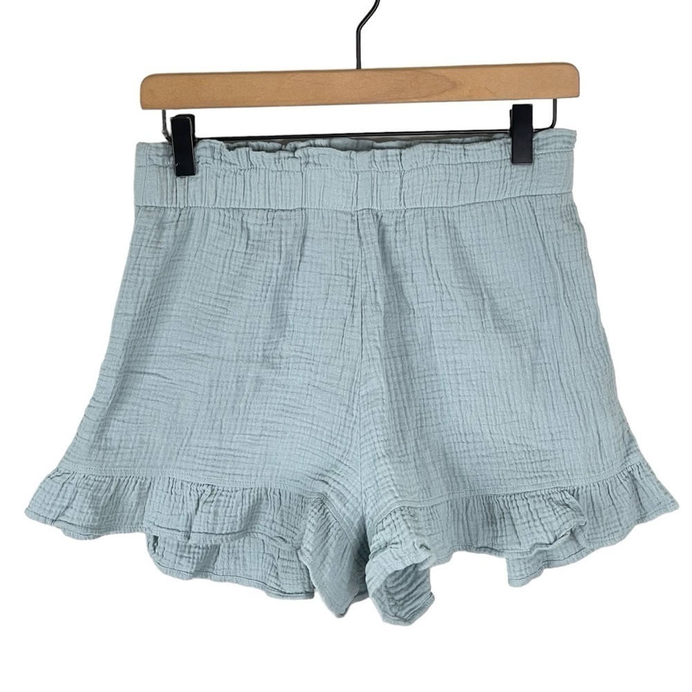 Show Me Your Mumu Rockie Ruffle Shorts Small Elastic Waist Gauze Pull On Blue
